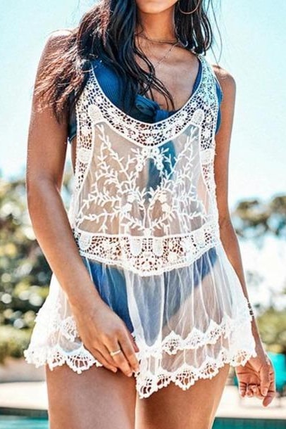 Adriana Crochet Cover Up - One Size / White - Cover-Ups