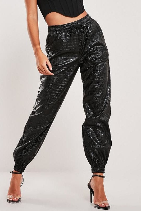 Aidan Snakeskin Joggers - Black / M - Clothing
