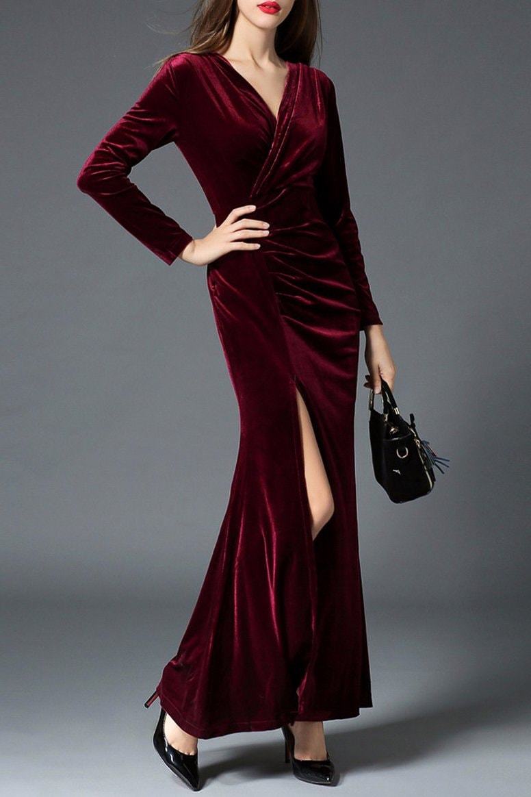 Alondra Velvet Maxi Dress - Clothing