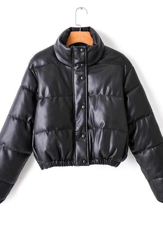 Aubree Leather Puffer Coat - Jackets