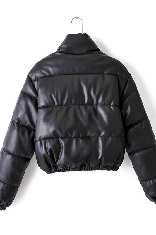 Aubree Leather Puffer Coat - Jackets