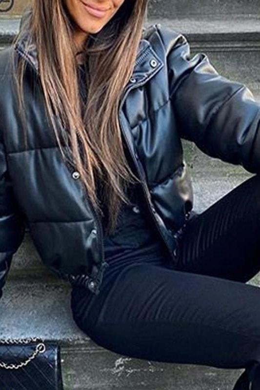 Aubree Leather Puffer Coat - Jackets