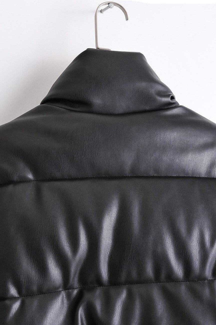 Aubree Leather Puffer Coat - Jackets