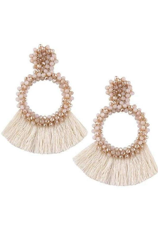 Beaded Tassel Earrings - Jewelry