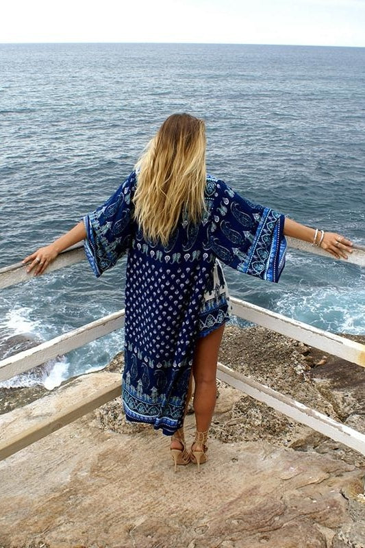 Blue Paisley Cover Up - Cover-Ups
