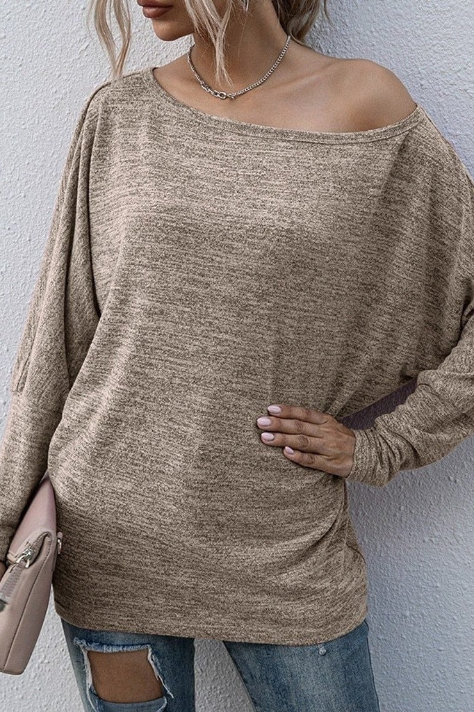 Bree Boat Neck Batwing Top - Clothing