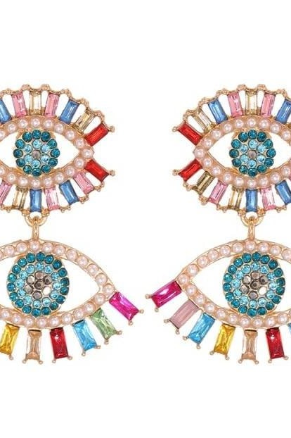 Bright Eye Dangle Earrings - Multi - Accessories