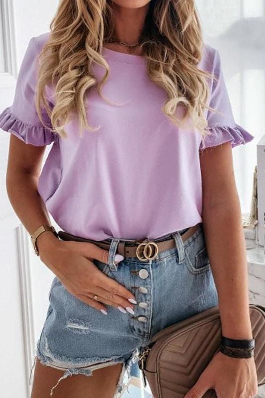Camden Ruffle Top - Purple / M - Clothing