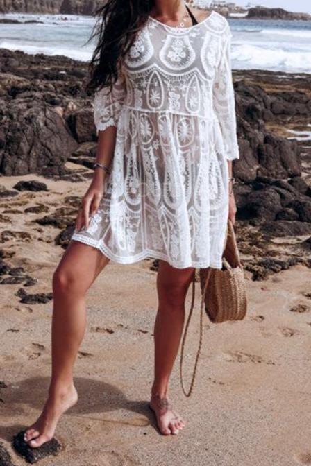 Carson Lace Cover Up - One Size / White - Cover-Ups