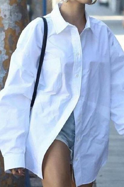 Claudette Loose Button Up Top - Tops