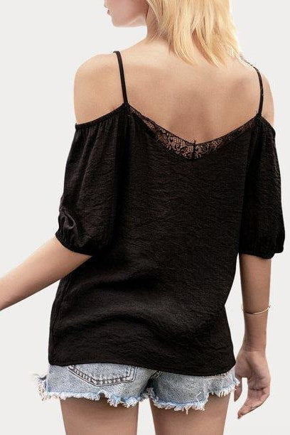 Cold Shoulder Lace Top - Tops
