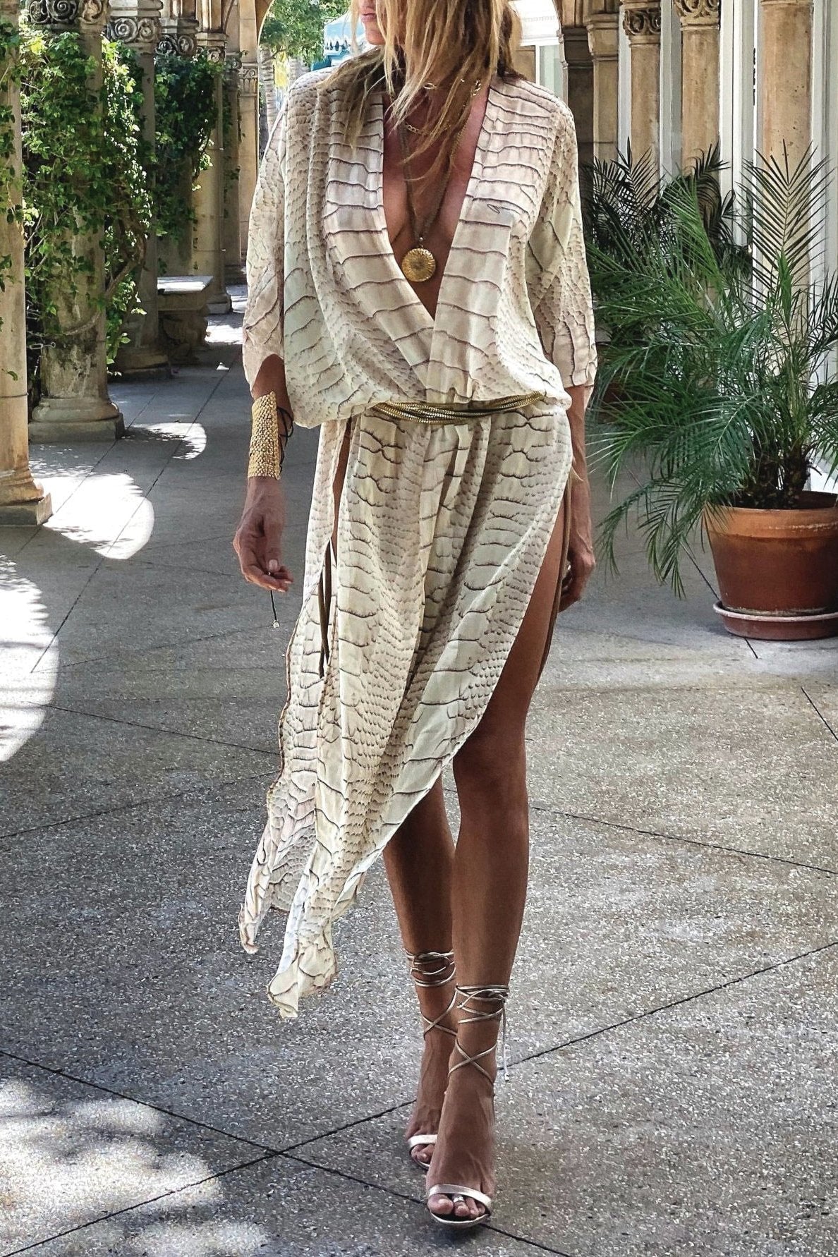 Cora Snakeskin Chiffon Cover Cup - Cover-Ups