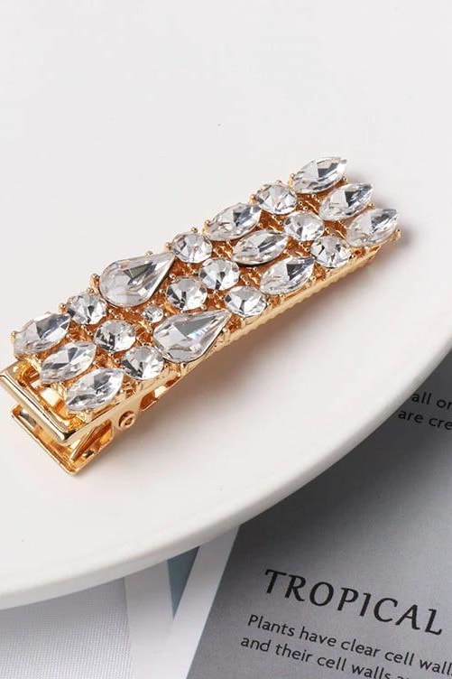 Crystal Barrettes - White - Hair