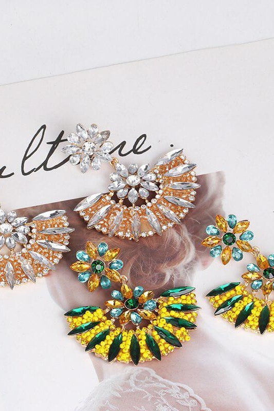 Crystal Fan Earrings - Jewelry