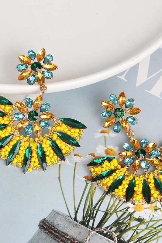 Crystal Fan Earrings - Jewelry