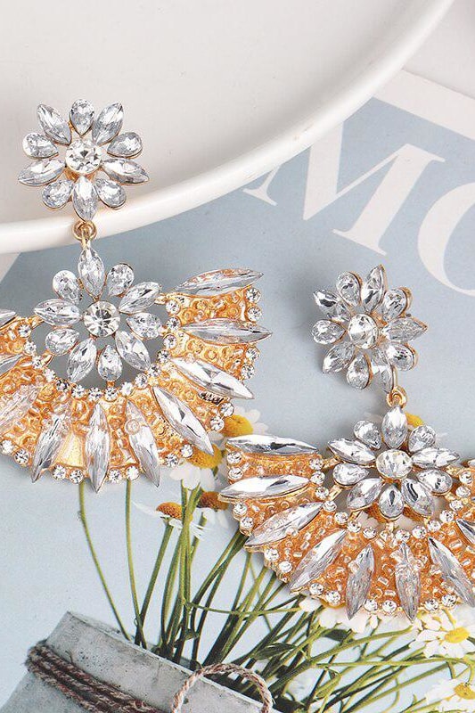 Crystal Fan Earrings - Jewelry