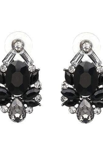 Crystal Vintage Stud Earrings - Black - Jewelry