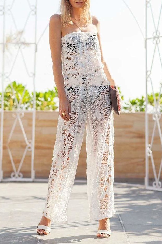 Cynthia Cover Up Jumpsuit - White / L - Clothing