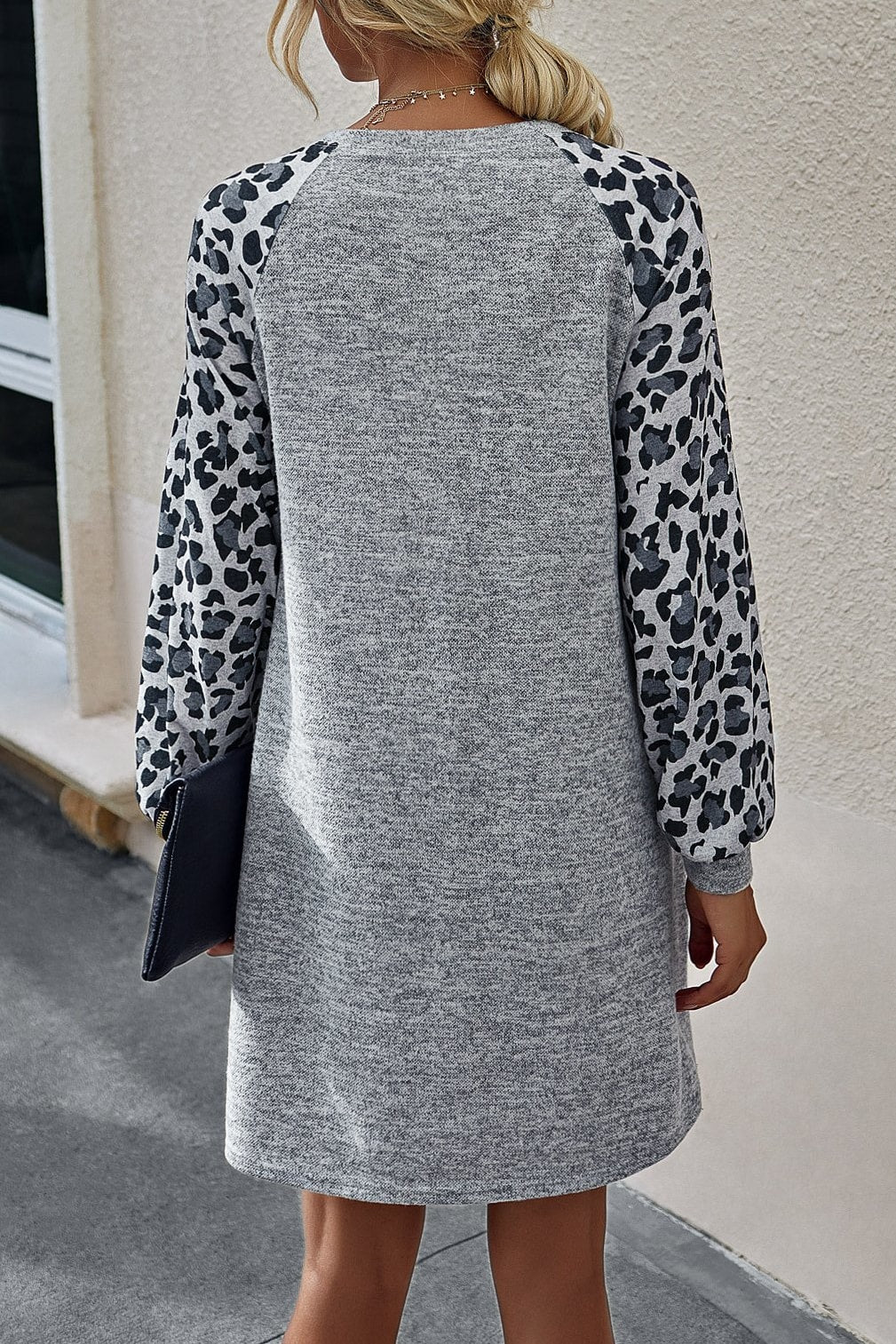Darcey Leopard Sleeve Mini Dress - Clothing