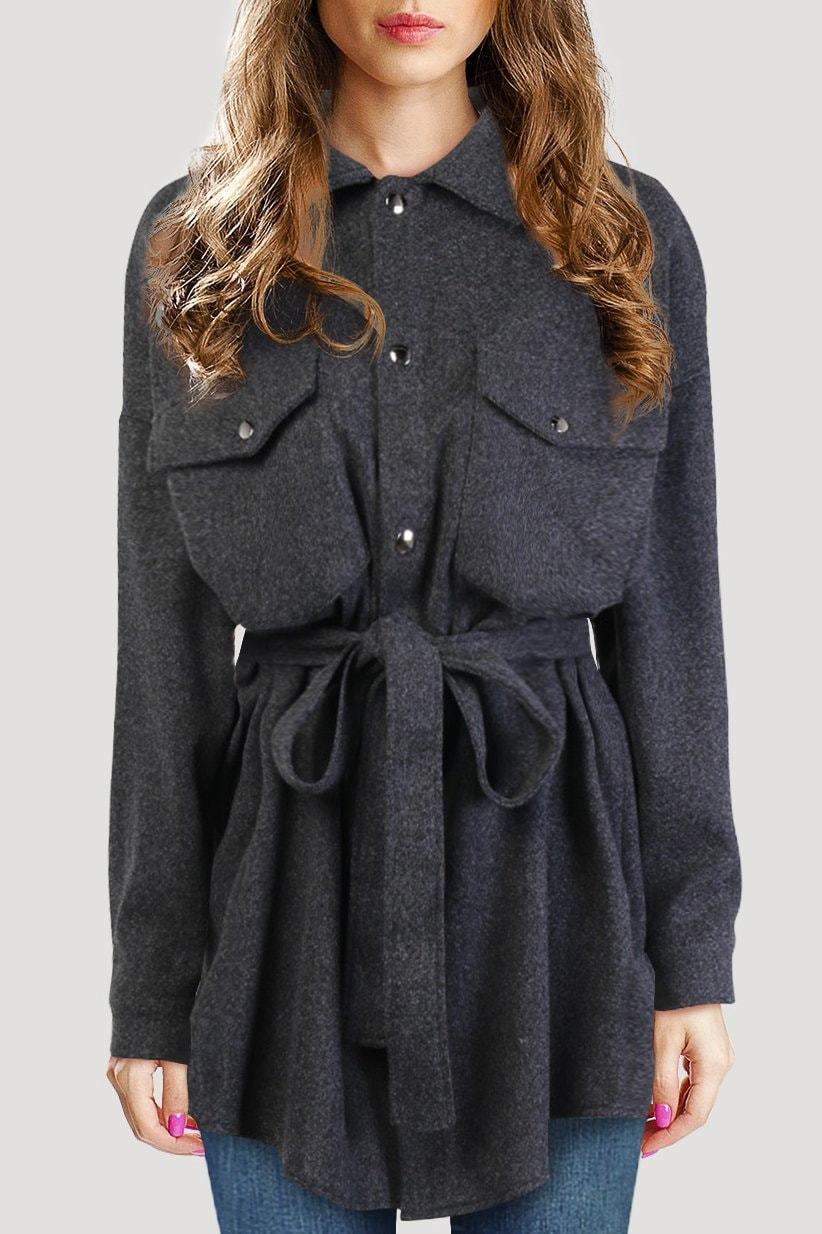 Delilah Shirt Jacket - S / Black - Clothing