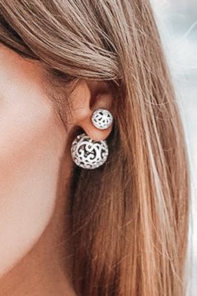 Dianna Double Stud - White Gold - Jewelry