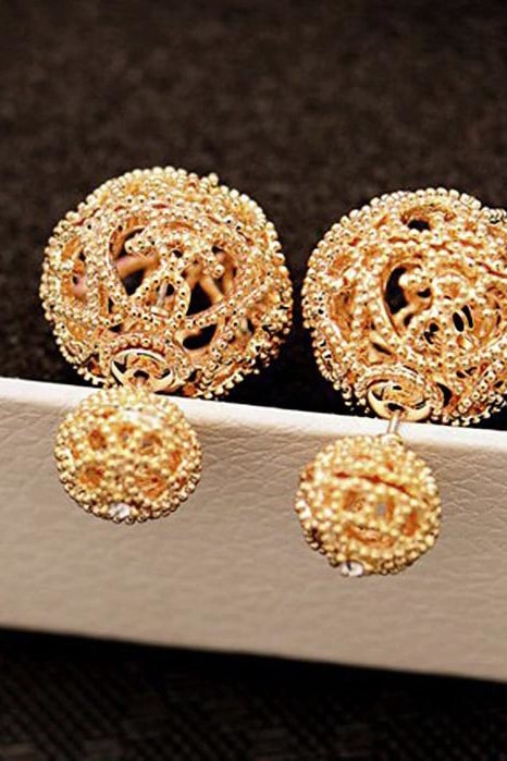 Dianna Double Stud - Gold Diamond / One size - Jewelry