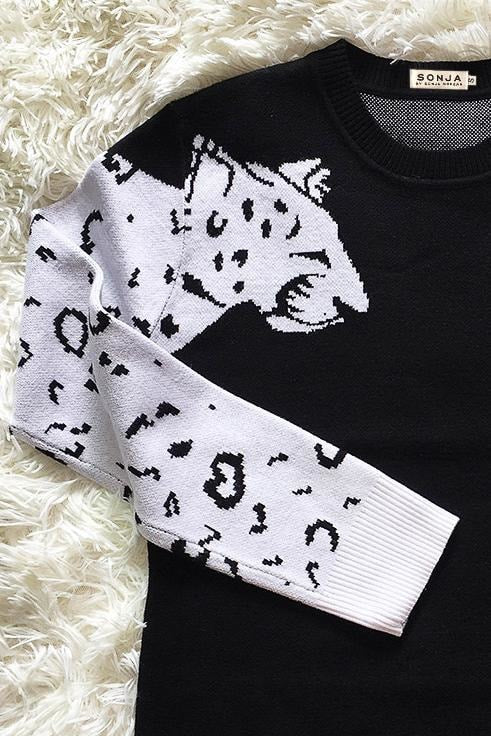 Didi Double Leopard Sleeve Sweater - Clothing