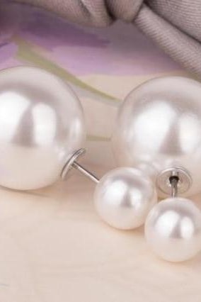 Double Pearl Stud Earrings - Jewelry