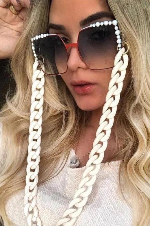 Vintage Acrylic Eyeglass Chain Women Men Fashion Eyewear Cord Reading Glasses Holders Rope Black White Beaded Lanyard