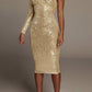 Eve One Shoulder Sequin Dress - XS / Gold - Clothing