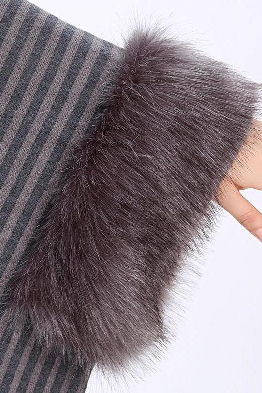 Faux Fur Trim Cardigan - Scarves