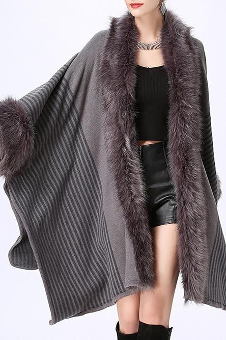 Faux Fur Trim Cardigan - Scarves
