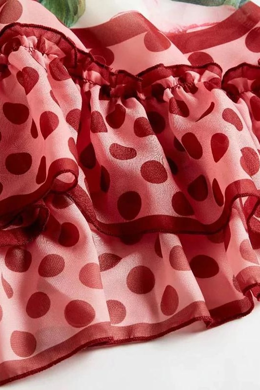 Floral Polka Dot Asymmetrical Midi Dress - Clothing