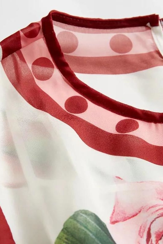 Floral Polka Dot Asymmetrical Midi Dress - Clothing