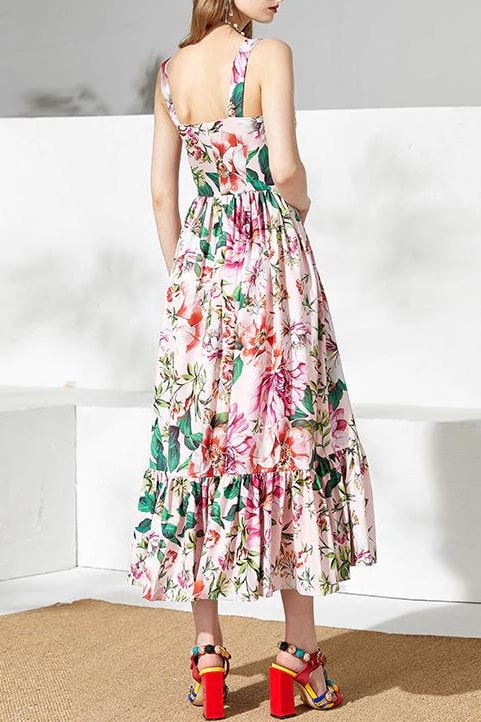 Floral Ruffle Maxi Dress - Clothing