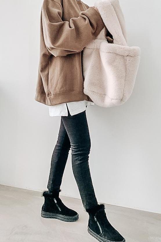 Fluffy Plush Tote - Handbags