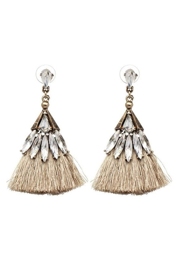 Fringe Rhinestone Earrings - Jewelry
