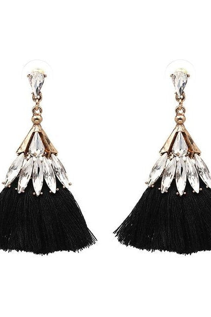 Fringe Rhinestone Earrings - Jewelry