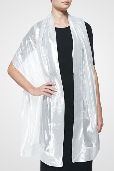 Gala Metallic Silk Scarf - Silver - Scarves