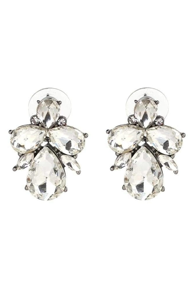 Gemstone Stud Earrings - White - Jewelry