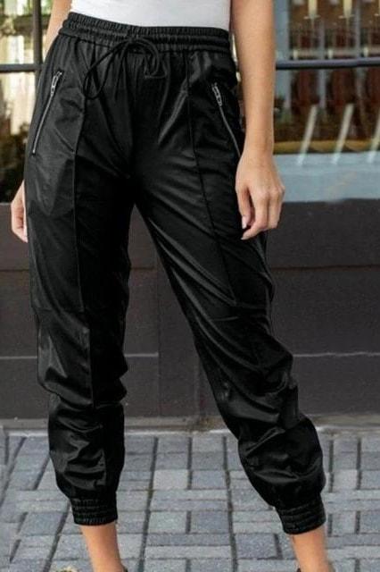Gigi Pleather Joggers - Black / S - Clothing