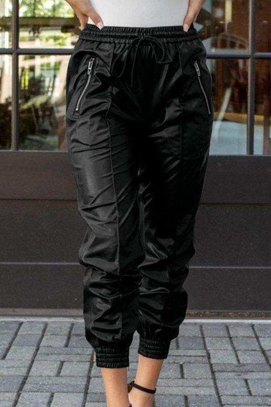 Gigi Pleather Joggers - Clothing