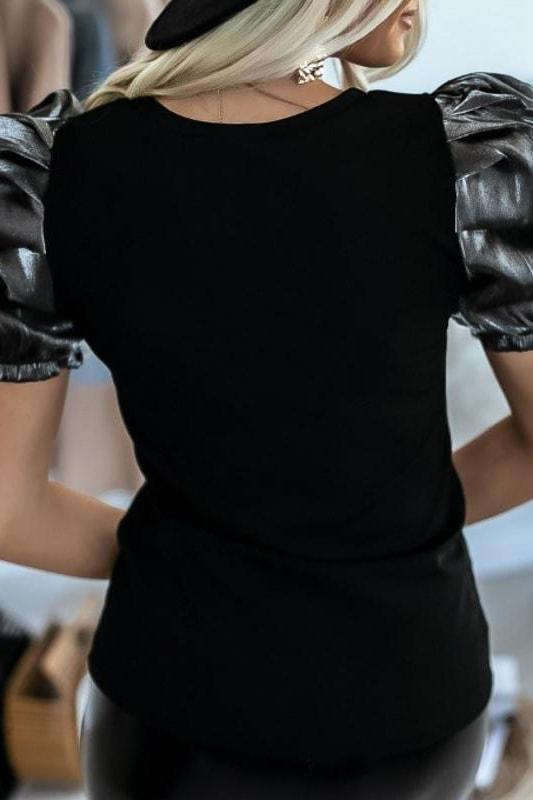 Sexy High Street Crew Neck Lantern Sleeve Tops
