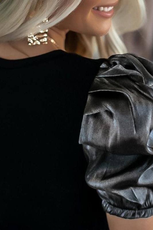 Sexy High Street Crew Neck Lantern Sleeve Tops
