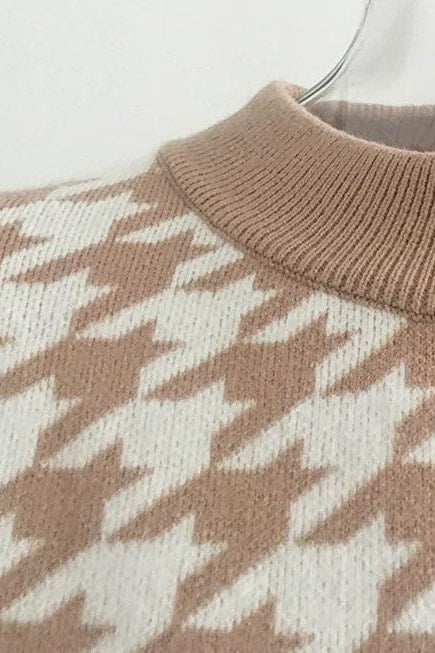 Hadley Houndstooth Crop Sweater - Clothing