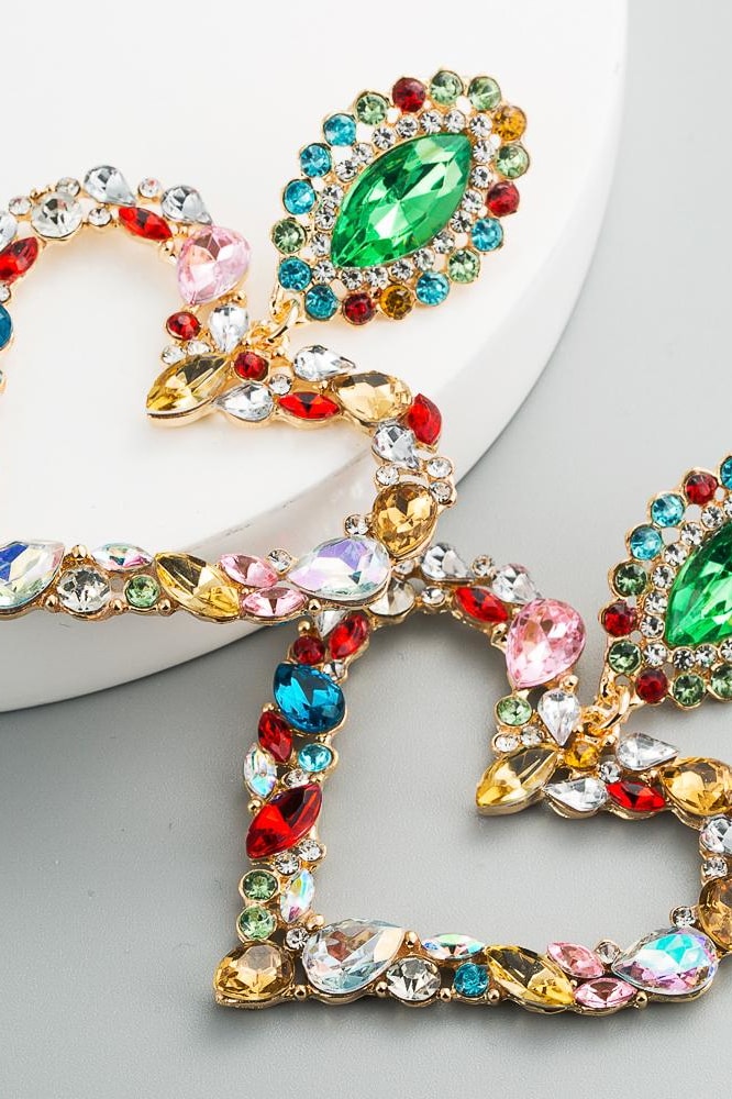 Hailey Heart Earrings - Green - Accessories