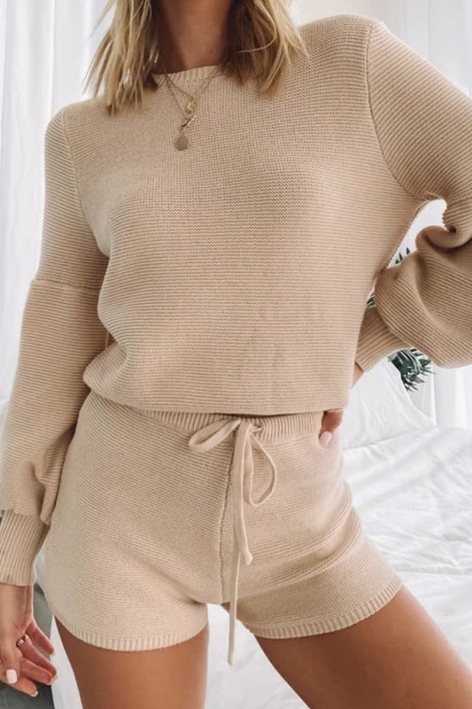 Heather Two Piece Short Set - S / Ivory - Clothing