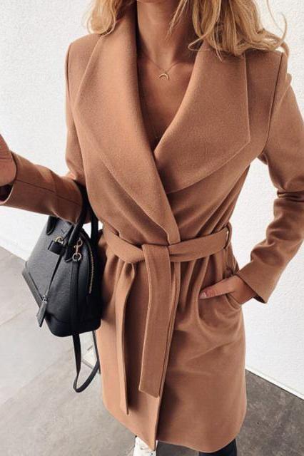 Isobel Long Coat - S / Khaki - Jackets