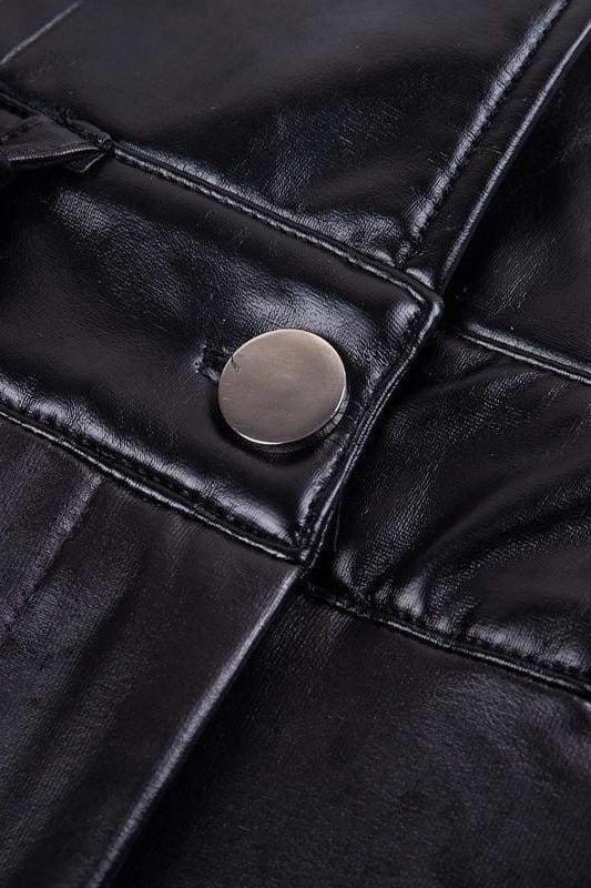 Jae High Waisted Bow Pleather Pants - Clothing