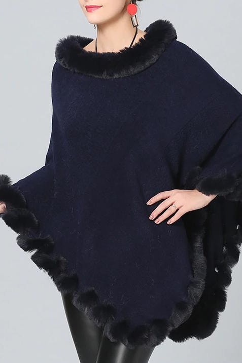 Jett Faux Fur Pom Pom Poncho - Clothing